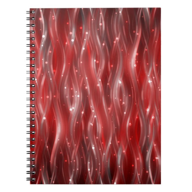 Caderno Espiral fundo abstrato. fundo vermelho com ondas e (Frente)