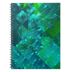 Caderno Espiral fundo abstrato. mosaicbackgrog azul e verde