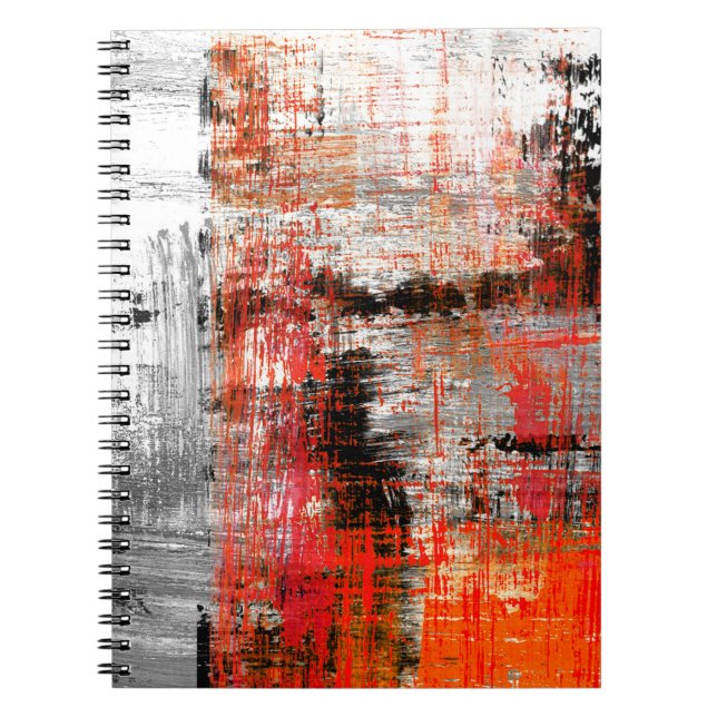 Caderno Espiral  fundo abstrato pintado à mão, abstrato,arte,petró (Frente)