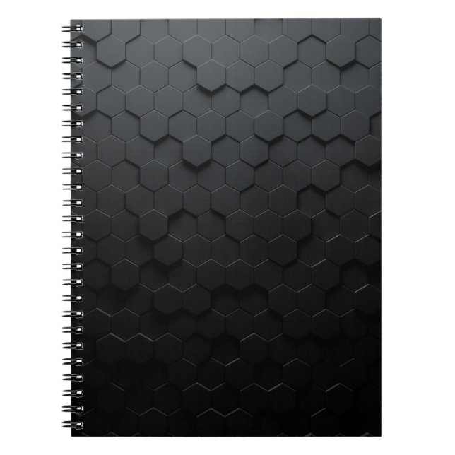 Caderno Espiral Fundo abstrato triangular preto, surfa de Grunge (Frente)