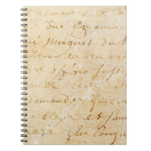 Caderno Espiral fundo antigo francês do roteiro do vintage dos