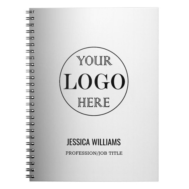 Caderno Espiral Fundo Cinza Desfocado Logo Personalizado Negócios (Frente)