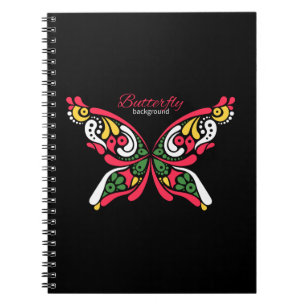 Caderno Espiral Fundo com linda borboleta. Tatuagem pouco
