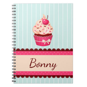 Caderno Espiral Fundo cor-de-rosa personalizado do azul da hortelã