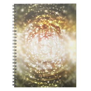 Caderno Espiral fundo de abstrato dourado, com boi desfocado