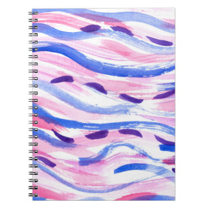 Caderno Espiral fundo de abstrato striped watercolor. Esfregão