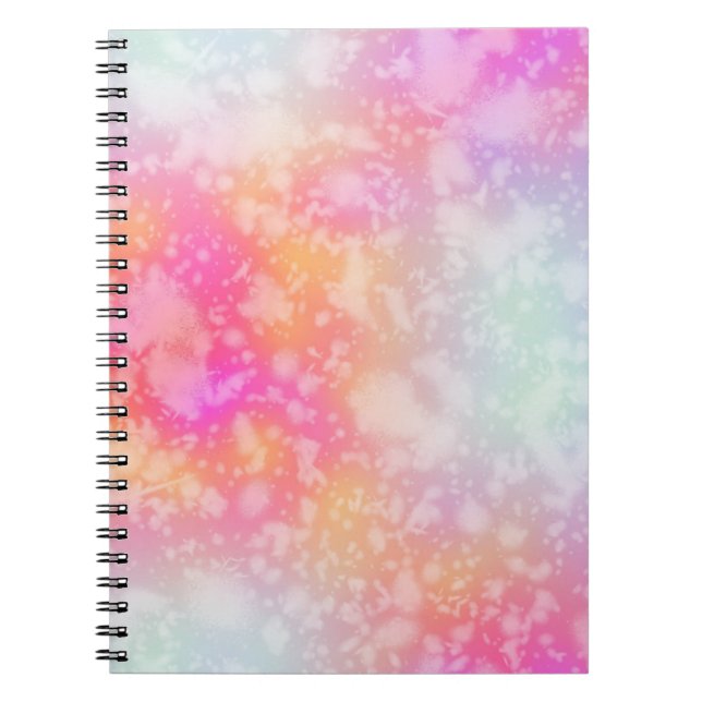 Caderno Espiral Fundo de Aquarelas cor-de-rosa e Abstrato laranja (Frente)