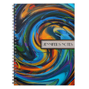 Caderno Espiral Fundo de Arte do Desenho Colorido do abstrato nº 2