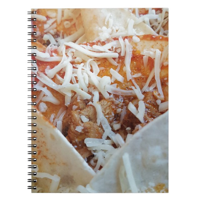 Caderno Espiral Fundo de Comidas Engraçadas de Queijo Burrito (Frente)