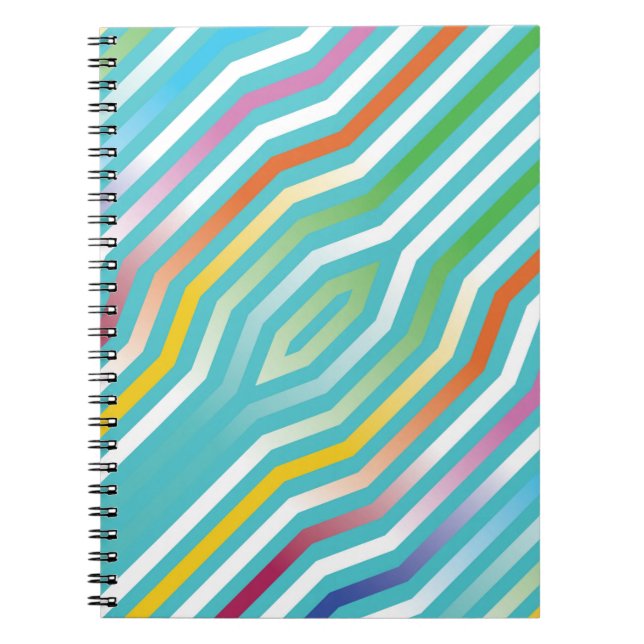 Caderno Espiral Fundo de faixas diagonais simétricas 2 (Frente)