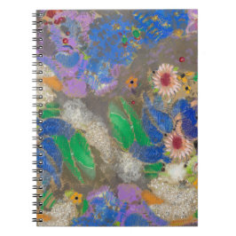 Caderno Espiral Fundo de flores abstratas de Odilon Redon.