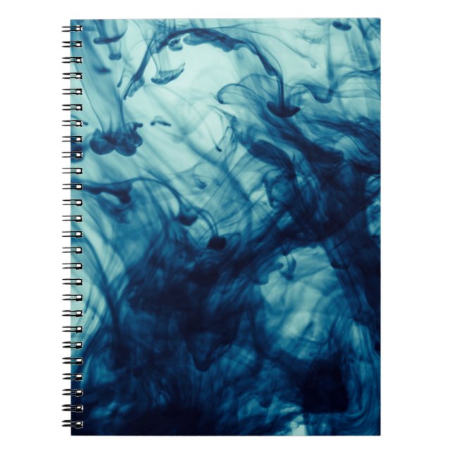 Caderno Espiral fundo de fumo líquido abstrato azul (Frente)