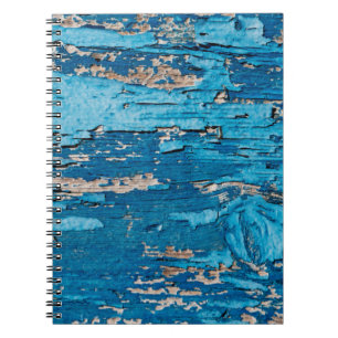 Caderno Espiral Fundo de madeira azul