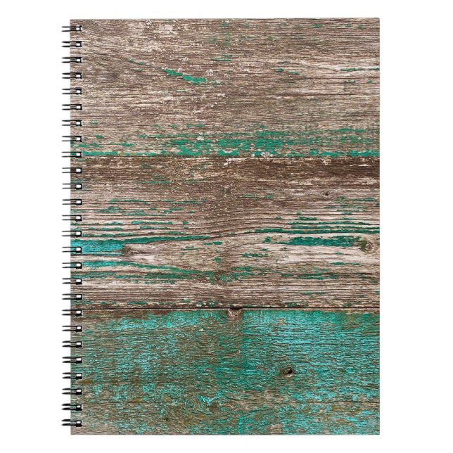 Caderno Espiral Fundo de madeira azul-marrom antigo com dor de des (Frente)