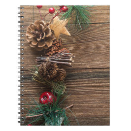 Caderno Espiral fundo de madeira com pínus