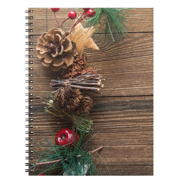 Caderno Espiral fundo de madeira com pínus (Frente)