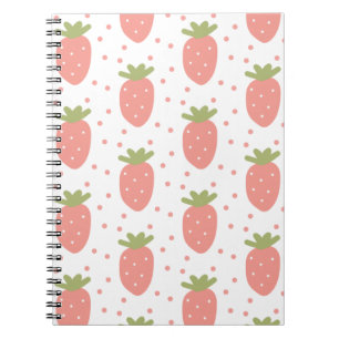 Caderno Espiral fundo de morangos frutas