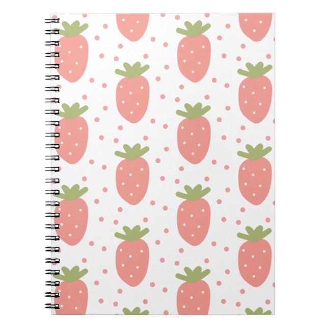 Caderno Espiral fundo de morangos frutas (Frente)