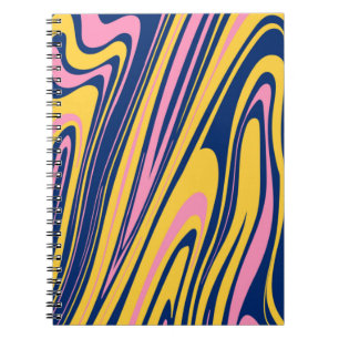 Caderno Espiral Fundo de Ondas de Cores do Estilo 1960s. Psicde Wa