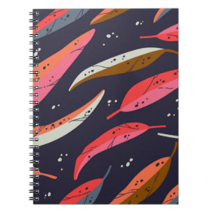 Caderno Espiral Fundo de padrão sem costura da folha de outono da