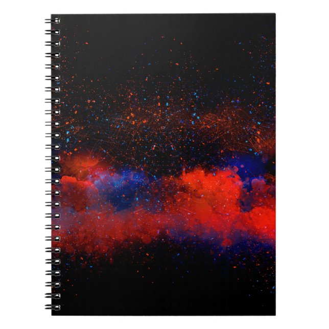 Caderno Espiral fundo de pintura a cores, abstrato, (Frente)