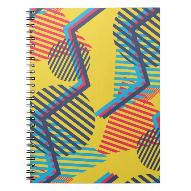 Caderno Espiral fundo de pop, textura geométrica de abstrato. (Frente)