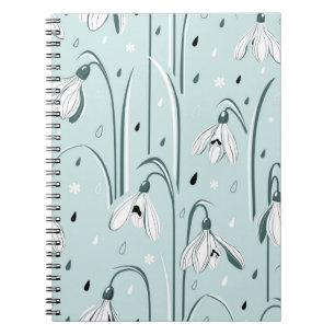 Caderno Espiral fundo de primavera com delicadas flores de queda d