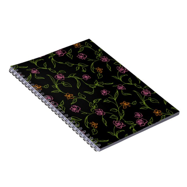 Caderno Espiral Fundo de Rosas Desenhadas com Giz (Lado Direito)
