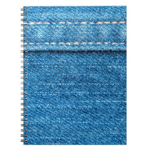 Caderno Espiral Fundo de textura de jeans azuis.
