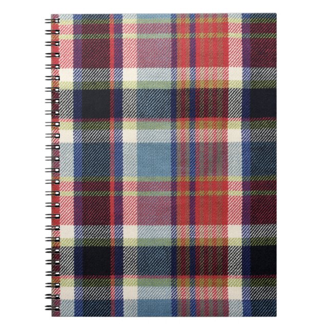Caderno Espiral Fundo de Textura Têxtil Quadrada. (Frente)
