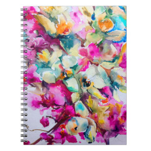 Caderno Espiral fundo decorativo brilhante abstrato. Flo