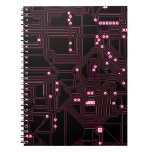 Caderno Espiral fundo do circuito de microchip rosa,3d,ab