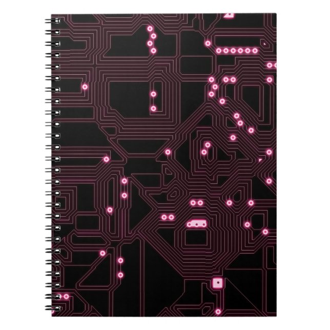 Caderno Espiral fundo do circuito de microchip rosa,3d,ab (Frente)