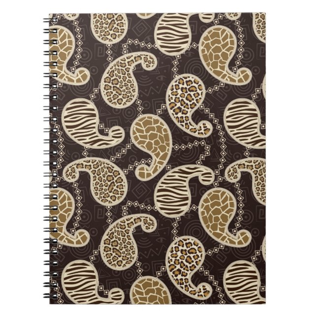 Caderno Espiral Fundo do estilo de Paisley (Frente)