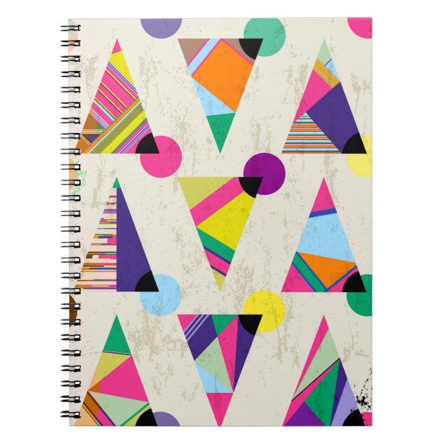 Caderno Espiral fundo do padrão do triângulo sem descontinuidades, (Frente)
