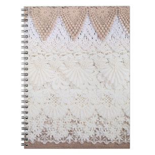 Caderno Espiral Fundo e textura do pano de rendas