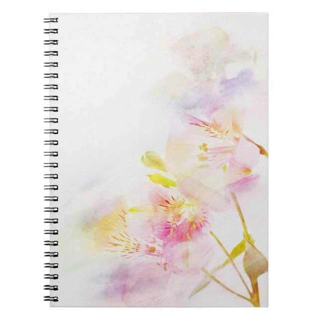 Caderno Espiral fundo floral com flores da aguarela (Frente)