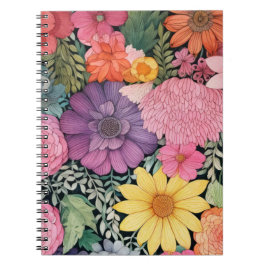 Caderno Espiral fundo floral primavera.