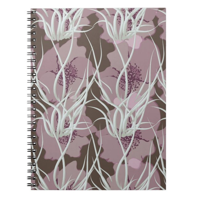 Caderno Espiral Fundo floral sem costura, padrão sem costura, (Frente)