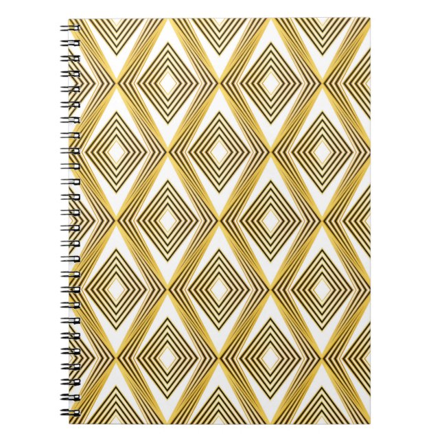 Caderno Espiral fundo geométrico abstrato. Art Deco.  (Frente)