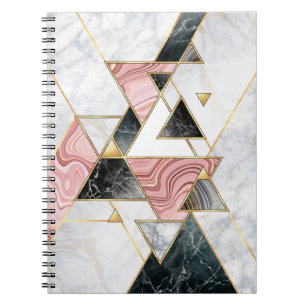 Caderno Espiral fundo geométrico abstrato. Mosai de mármore modern