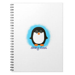 Caderno Espiral Fundo legal do azul do design do pinguim da estada