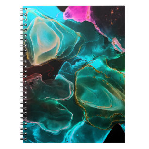 Caderno Espiral Fundo Mágico. Tinta Mão. Fluxo de água criativa