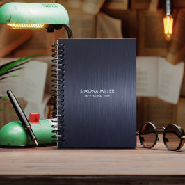 Caderno Espiral Fundo Metálico Azul Marinho