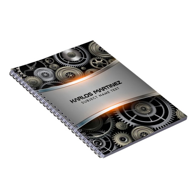 Caderno Espiral fundo metálico de cinza (Lado Direito)