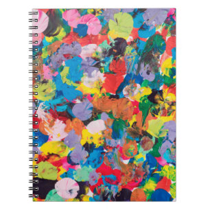 Caderno Espiral fundo multicolorido colorido feito com pincel