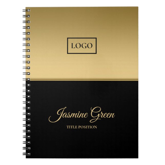 Caderno Espiral Fundo na moda Preto E Ouro (Frente)
