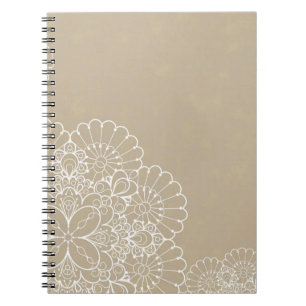 Caderno Espiral Fundo retro com ornamento do laço