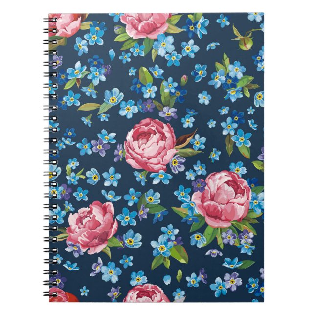 Caderno Espiral Fundo Retroativo de Peões Rosa Elegantes (Frente)