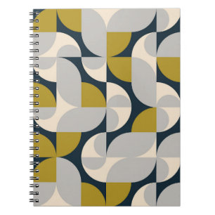 Caderno Espiral Fundo Retroativo Geométrico de Vintage Moderno